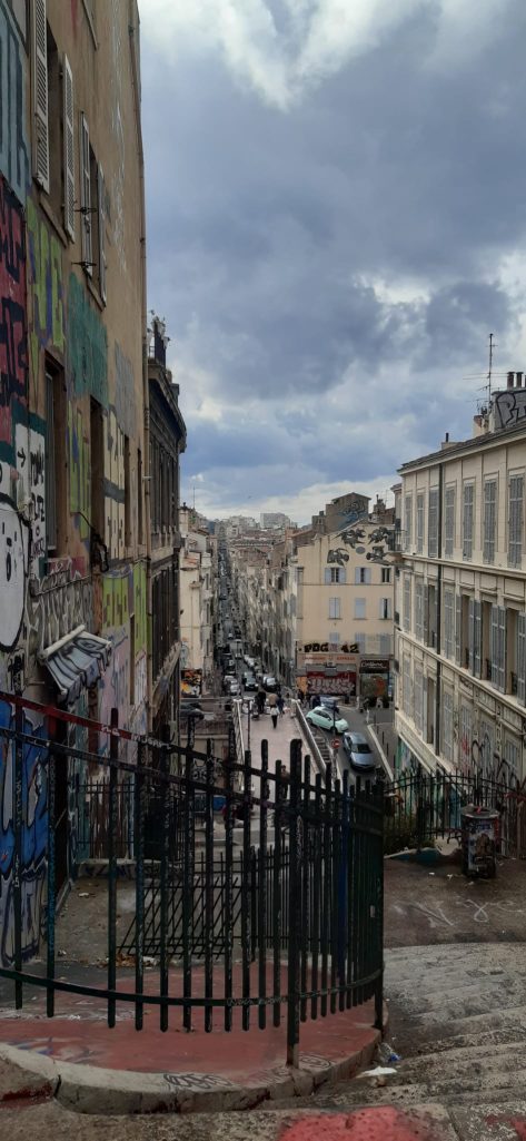 View from the stair case of Cours Julien towards the city